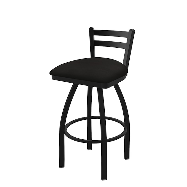 25" Low Back Swivel Counter Stool, Black Wrinkle, Canter Espresso Seat